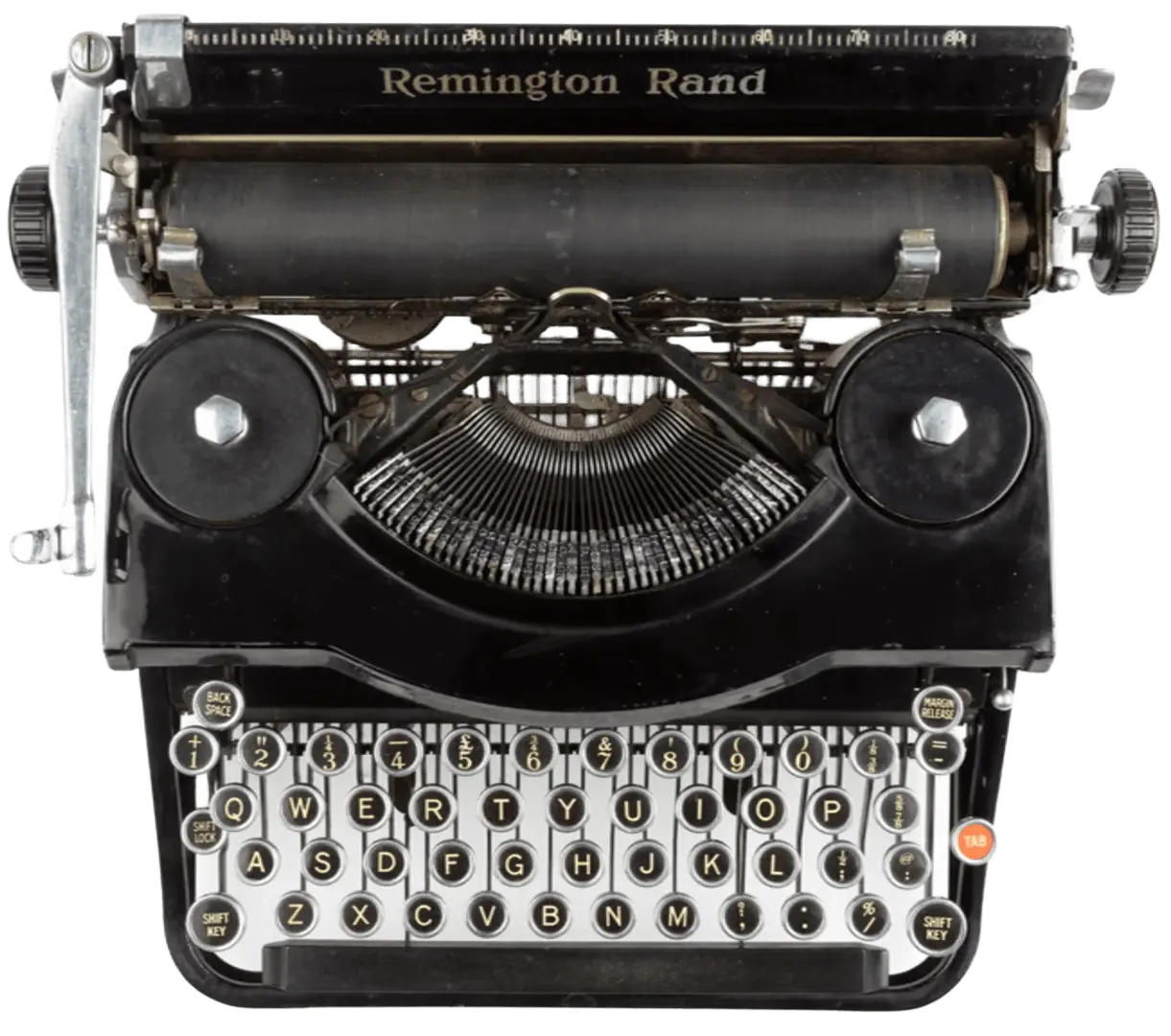 Máquina de escribir de frente